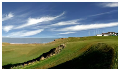 Photograph of the first and fourteenth fairways at Crail Golfing Society's Balcomie course